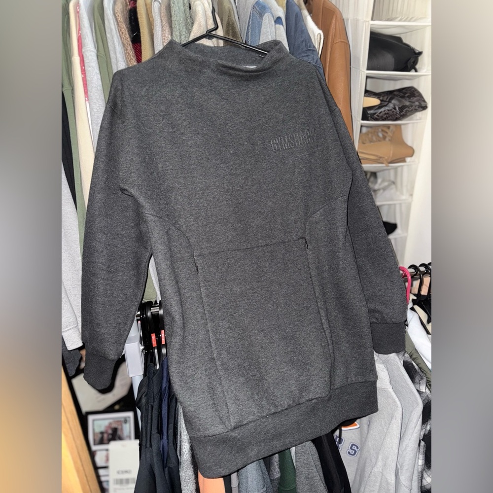 Gymshark So Soft Funnel Neck Pullover Tunic Dress Dark Grey